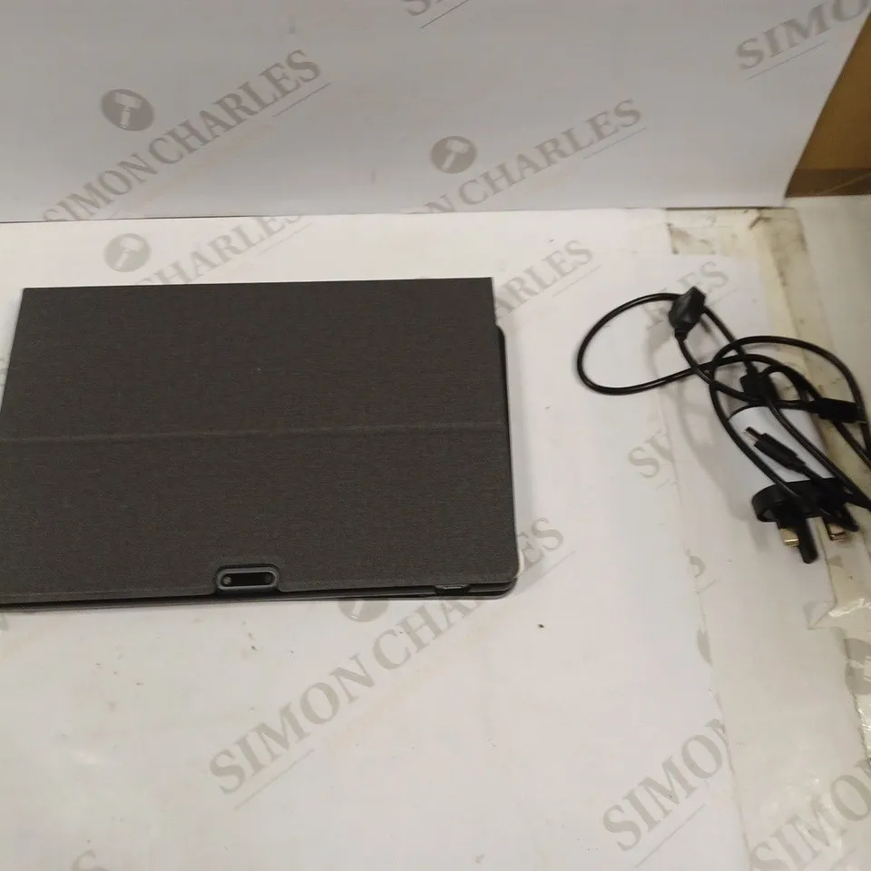 BLACK TABLET WITH KEYBOARD CASE AND CHARGER 