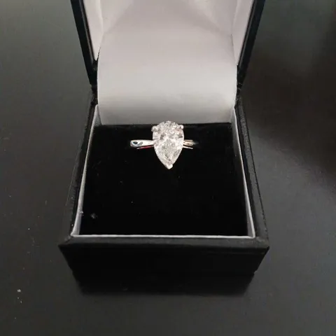 PLATINUM SOLITAIRE RING SET WITH A LAB GROWN PEAR SHAPED DIAMOND WEIGHING +2.04CT
