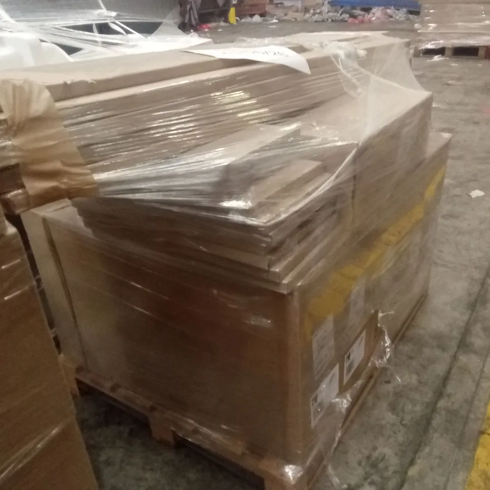 PALLET OF ASSORTED BATHROOM ITEMS TO INCLUDE; 5 x CALYPSO ALTO CAST BASINS AND A MIXED ASSORTMENT OF BATHROOM VANITY FURNITURE PARTS AND PIECES