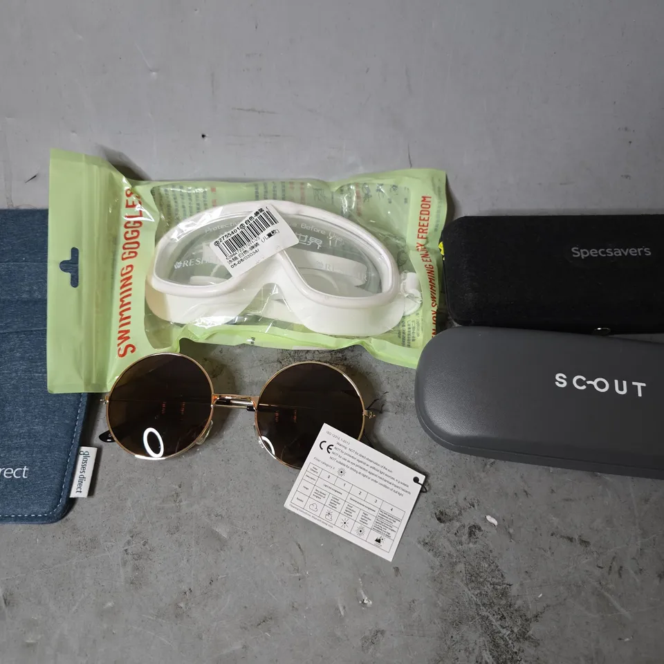 APPROXIMATELY 12 ASSORTED VISION CARE ITEMS TO INCLUDE - SUNGLASSES , CARRY CASES , GOGGLES  