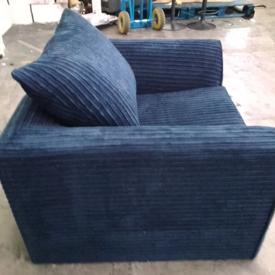 QUALITY DESIGNER ARMCHAIR - DARK BLUE CORDUROY FABRIC