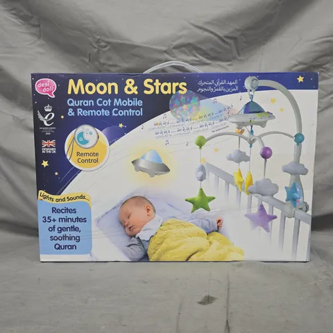 BOXED MOON & STARS QURAN COT MOBILE & REMOTE CONTROL