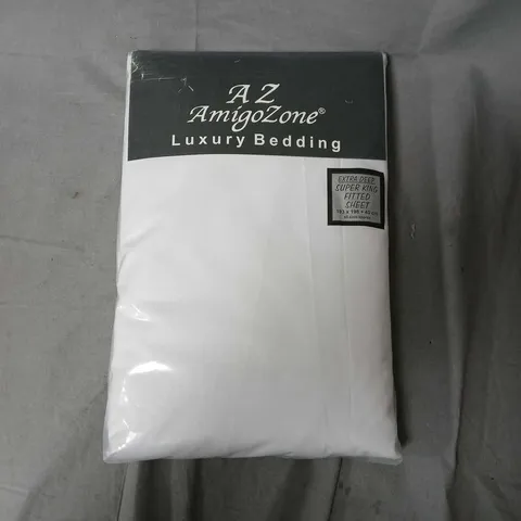 AZ AMIGOZONE LUXURY BEDDING EXTRA DEEP KING FITTED SHEET – WHITE