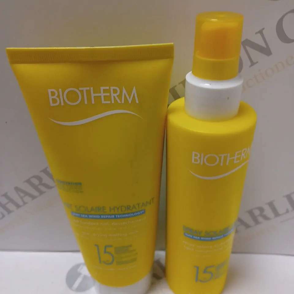 BOX OF APPROXIMATELY 10 BIOTHERM SUN SPRAY AND SUN CREAM