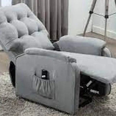BOXED DESIGNER GREY RISE FABRIC RECLINER CHAIR (1 BOX)