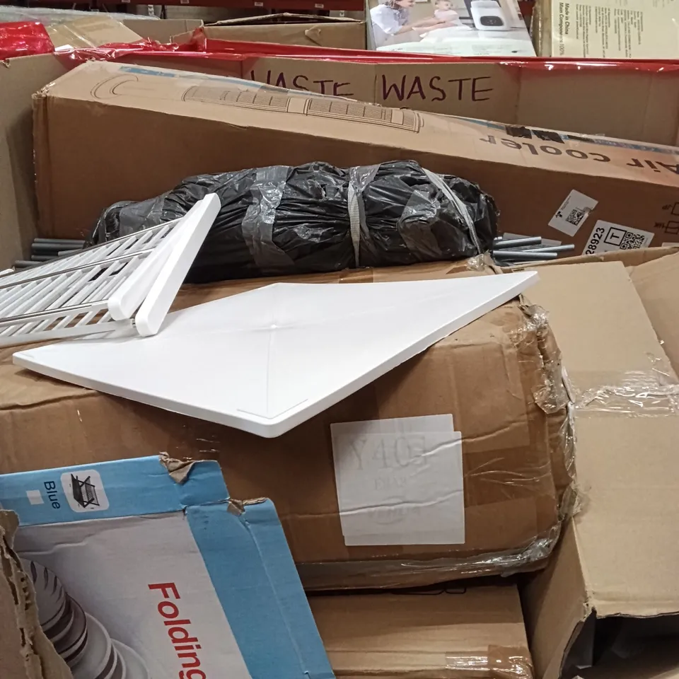 PALLET OF ASSORTED HOUSEHOLD GOODS AND PRODUCTS TO INCLUDE; WASHING TRAY,FOLDING DRAIN RACK,AIR COOLER