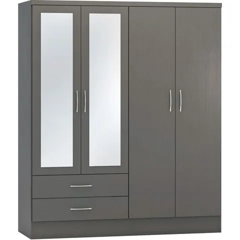 BOXED CASCIO 4 DOOR WARDROBE - GREY (3 BOXES)