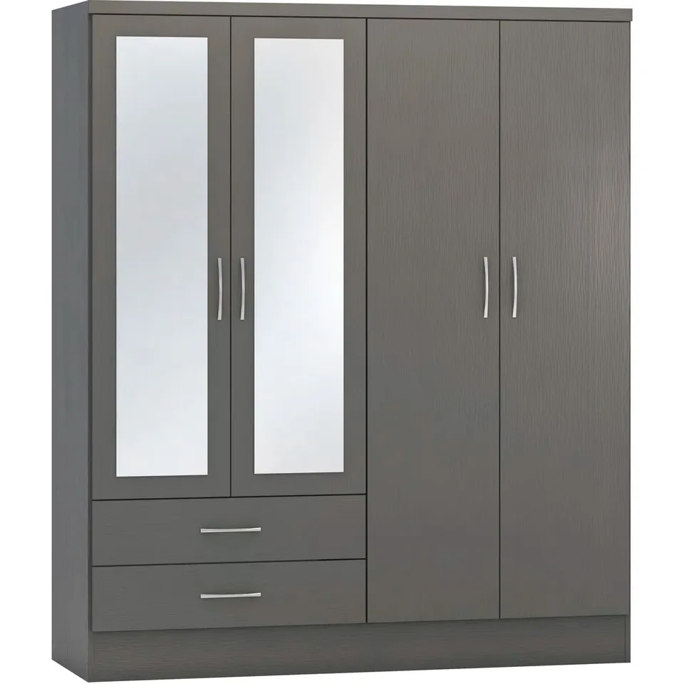 BOXED CASCIO 4 DOOR WARDROBE - GREY (3 BOXES)