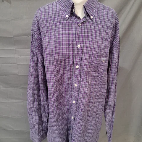 GANT PURPLE CHECK LONG SLEEVE SHIRT - XL