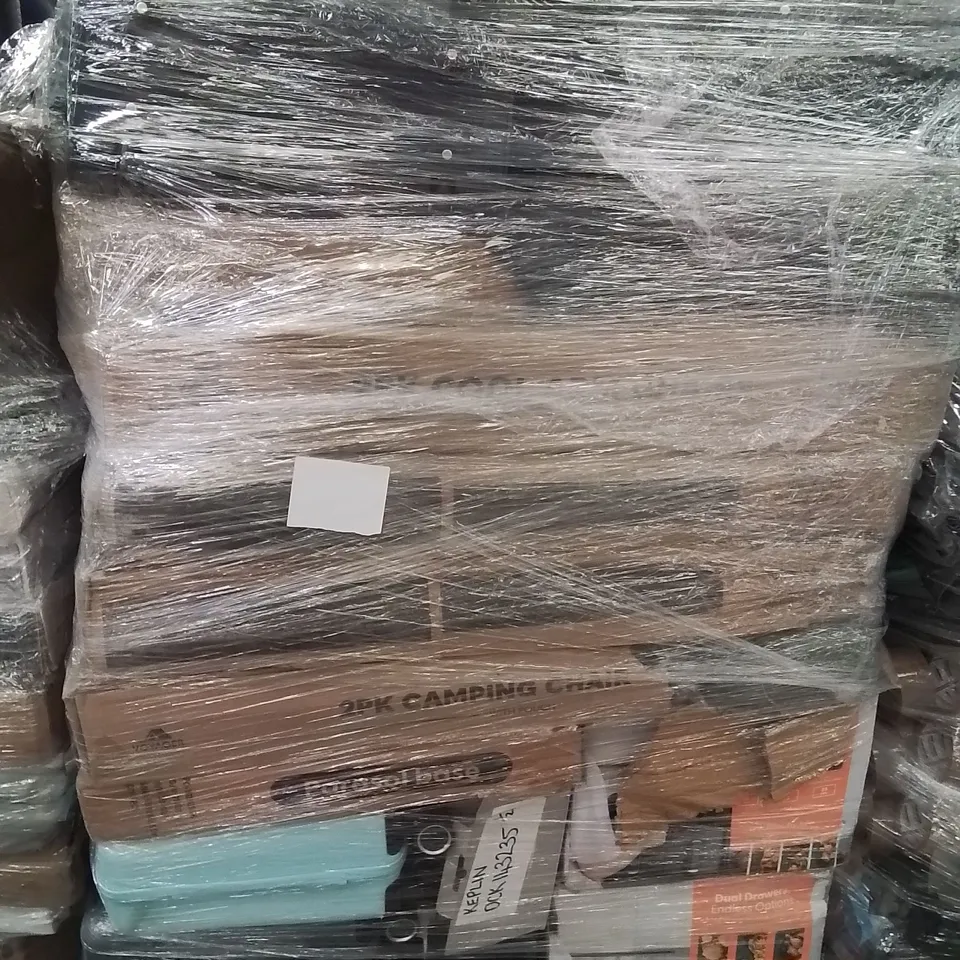 PALLET CONTAINING VARIOUS ELECTRICAL ITEMS AND HOUSEHOLD PRODUCTS TO INCLUDE;AIR FRYER,PARASOL BASE,SUITCASE