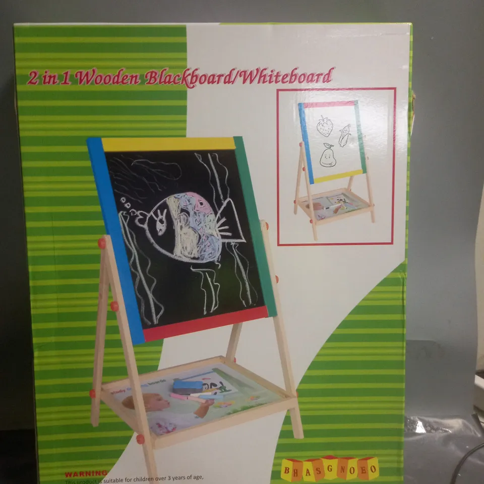 BHASGNOEO 2 IN 1 WOODEN BLACKBOARD AND WHITEBOARD