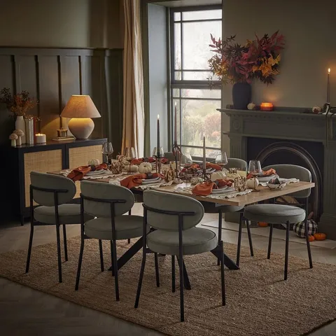 BOXED DUSK BROOKE RECTANGLE EXTENDABLE 6-10 SEATER DINING TABLE - WOOD/BLACK (2 BOXES)