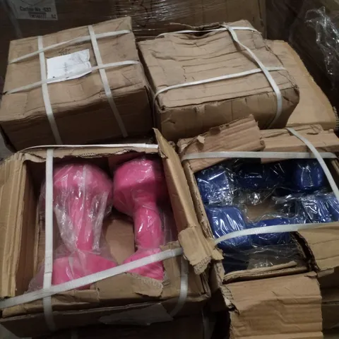 PALLET CONTAINING ASSORTED DUMBBELLS & HD NETWORK VIDEO RECORDERS