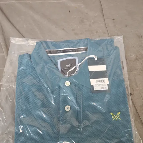 CREW CLOTHING POLO SHIRT TEAL UK SIZE L CHEST CREST LOGO