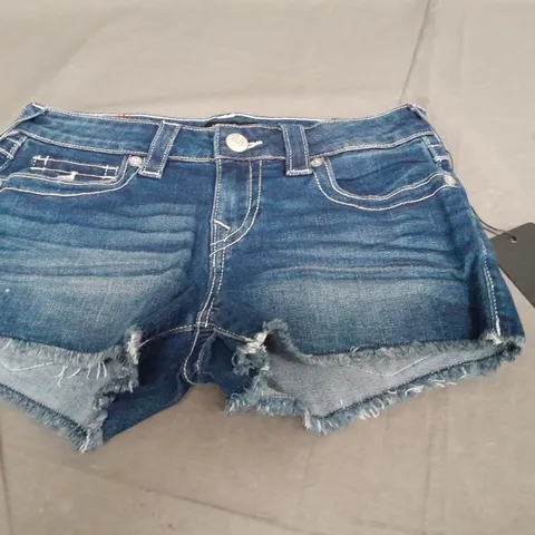 TRUE RELIGION JOEY CUT OFF LOW RISE CUT OFF SHORTS - W26