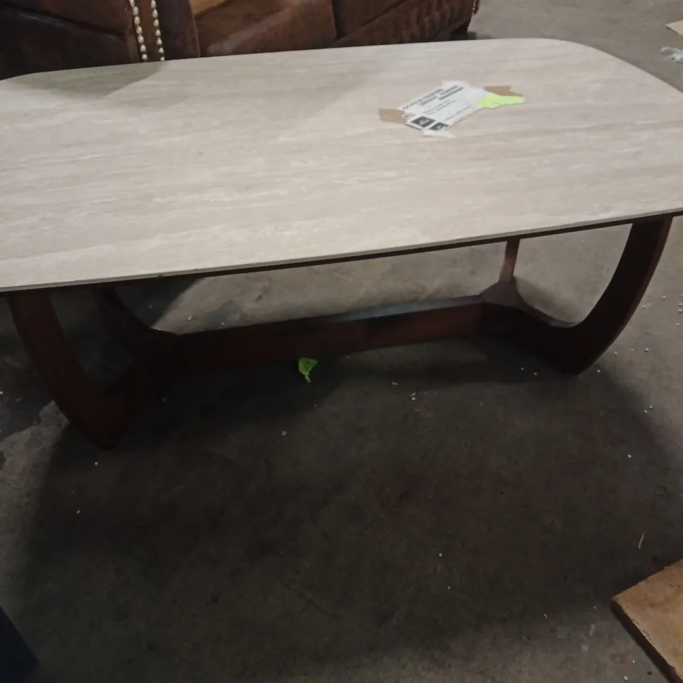 RECTANGULAR COFFEE TABLE – WALNUT EFFECT / NATURAL STONE