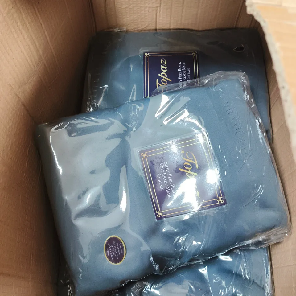 5 X TOPAZ SILKY FEEL BLACK OUT READY MADE CURTAINS - 90 X 90"