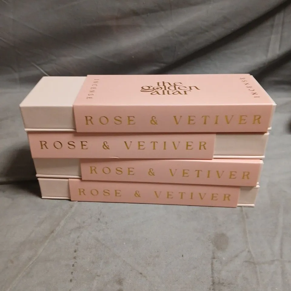 LOT OF 4 BOXES OF THE GOLDEN ALTAR ROSE & VETIVER INCENSE STICKS
