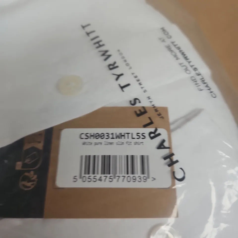 CHARLES TYRWHITT WHITE COTTON DRESS SHIRT –SIZE L