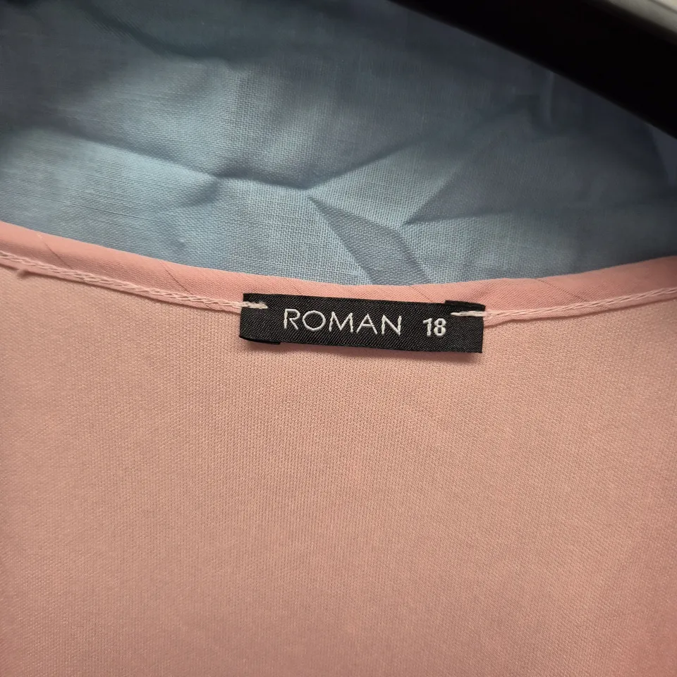 ROMAN PINK DOBBY FRILL DRESS – UK SIZE 18