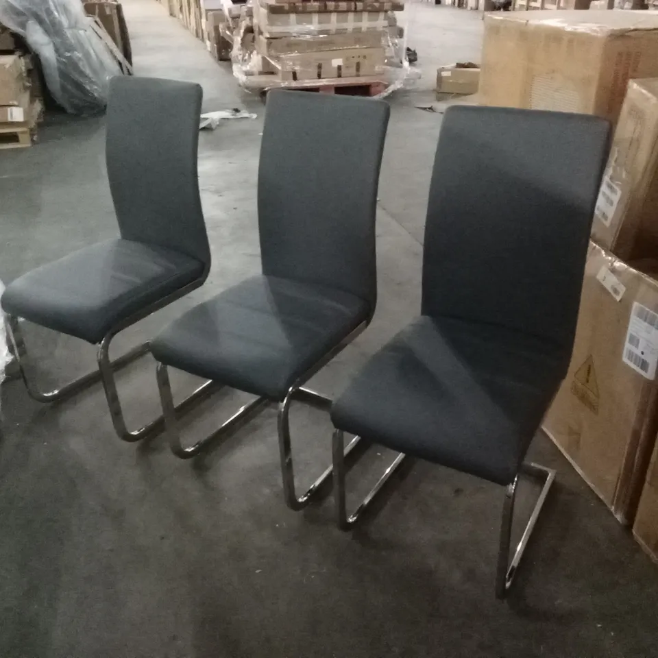 SET OF 6 DESIGNER FAUX LEATHER DINING CHAIRS