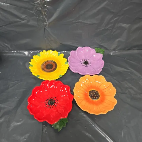 HESTIA SET OF 4 BRIGHT FLOWER PLATES - COLLECTION ONLY