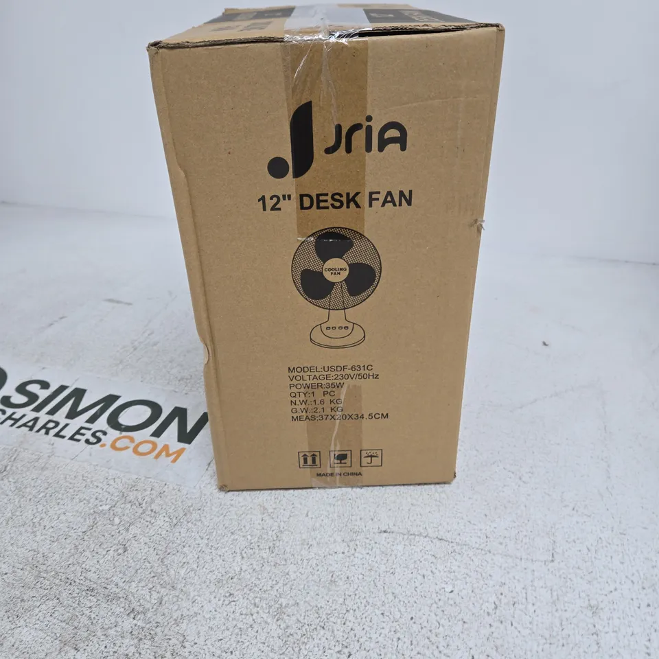 BREEZLINE 12-INCH OSCILLATING DESK FAN – MODEL USDF-631C (BOXED)
