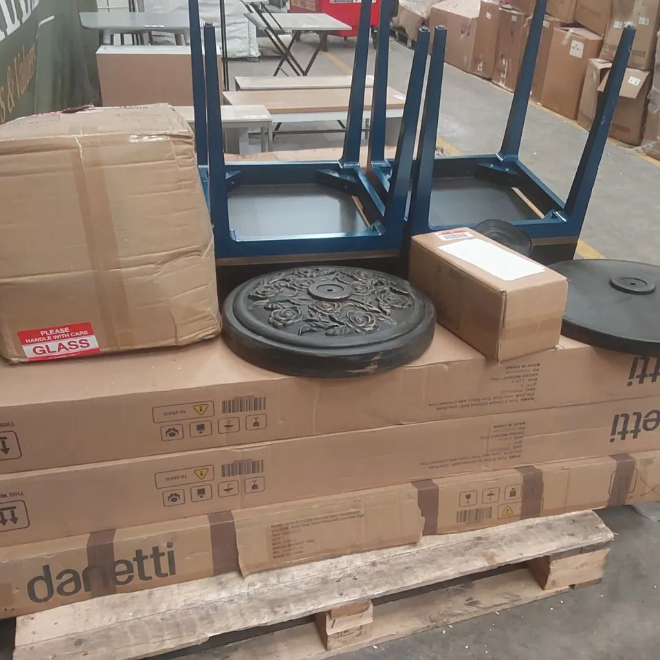 PALLET CONTAINING A LARGE QUANTITY OF ASSORTED FURNITURE PARTS ECT