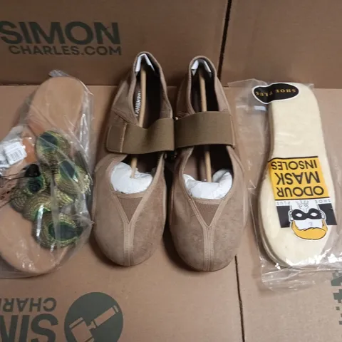 BOX OF APPROXIMATELY 15 ASSORTED PAIRS OF SHOES AND FOOTWEAR ITEMS IN VARIOUS COLOURS, STYLES, AND SIZES - COLLECTION ONLY