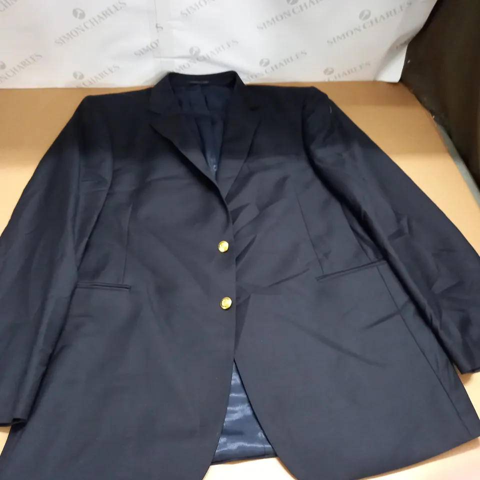 WOOLMARK PURE NEW WOOL SUIT JACKET IN BLACK/DARK NAVY - 48 LONG