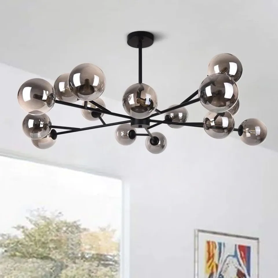 BOXED SPOFFO 15-LIGHT MODERN CONTEMPORARY GLASS BUBBLE CHANDELIER (1 BOX)