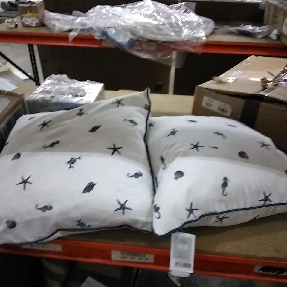 LOT OF 2 ASSORTED SEA SHORE PRINT CUSHIONS