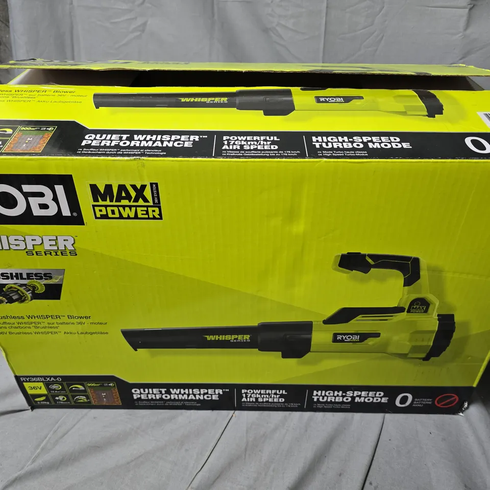 RYOBI WHISPER SERIES 36V BRUSHLESS BLOWER – BOXED