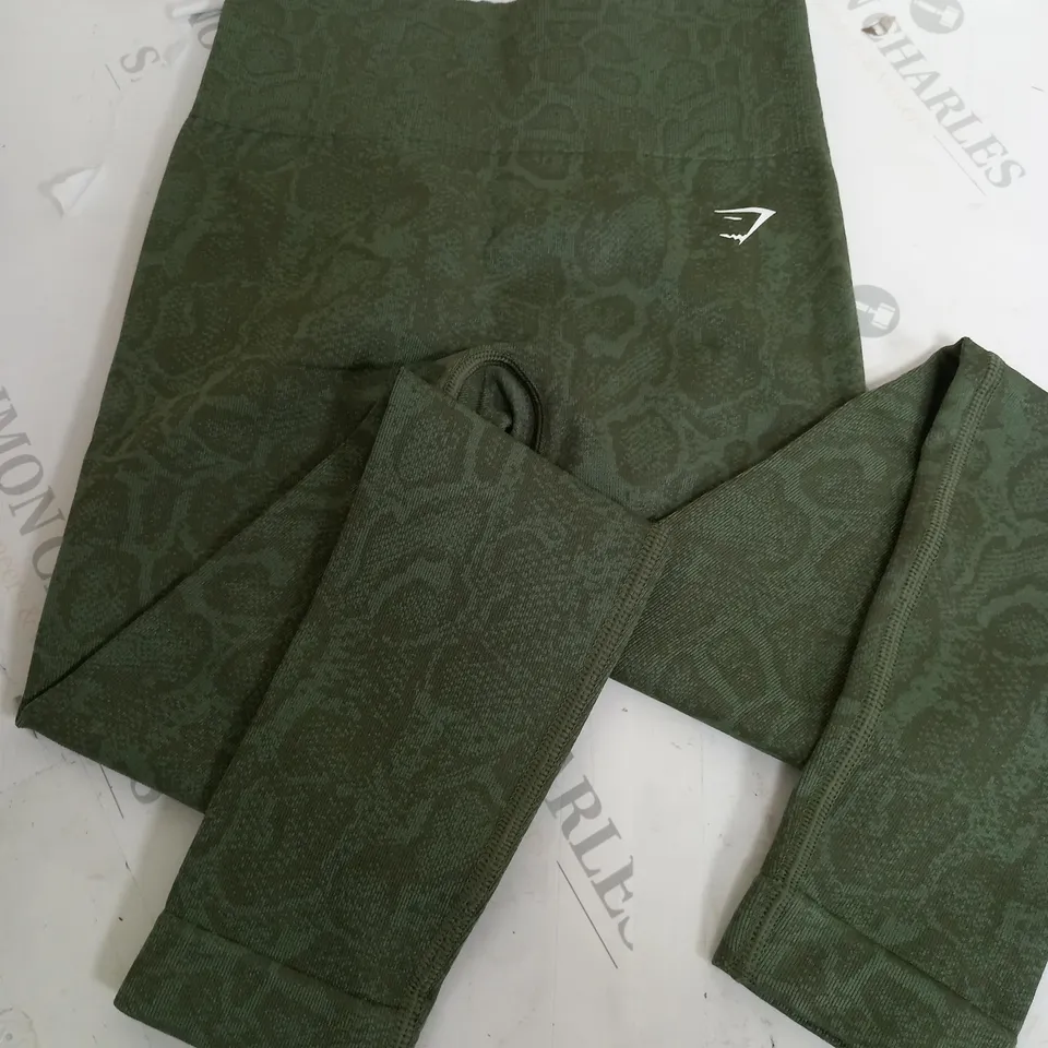 GYMSHARK GREEN TRAINING LEGGINGS - XS