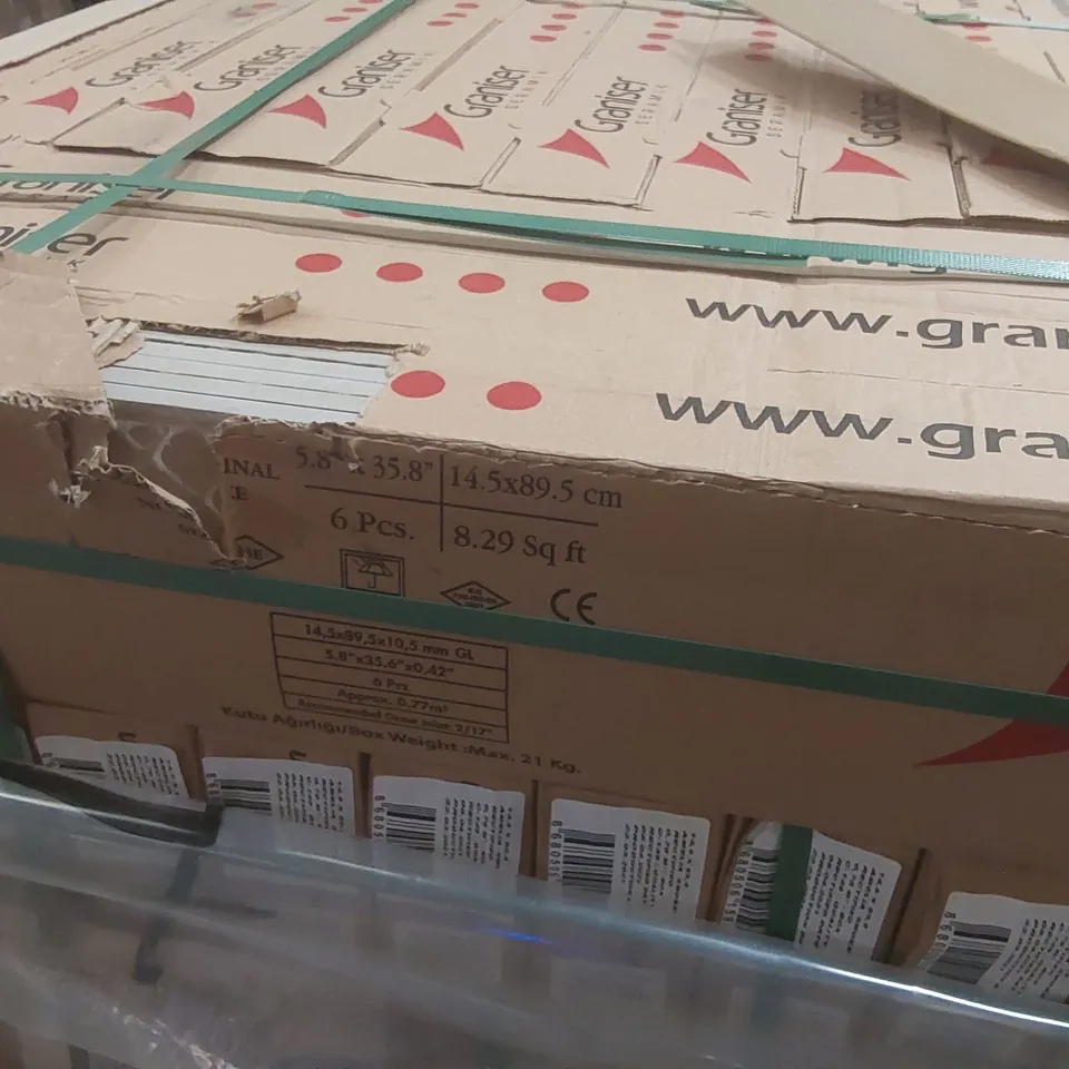 PALLET CONTAINING APPROXIMATELY 57x BOXES OF GRANISER 6pcs 14.5 x 89.5cm TILES