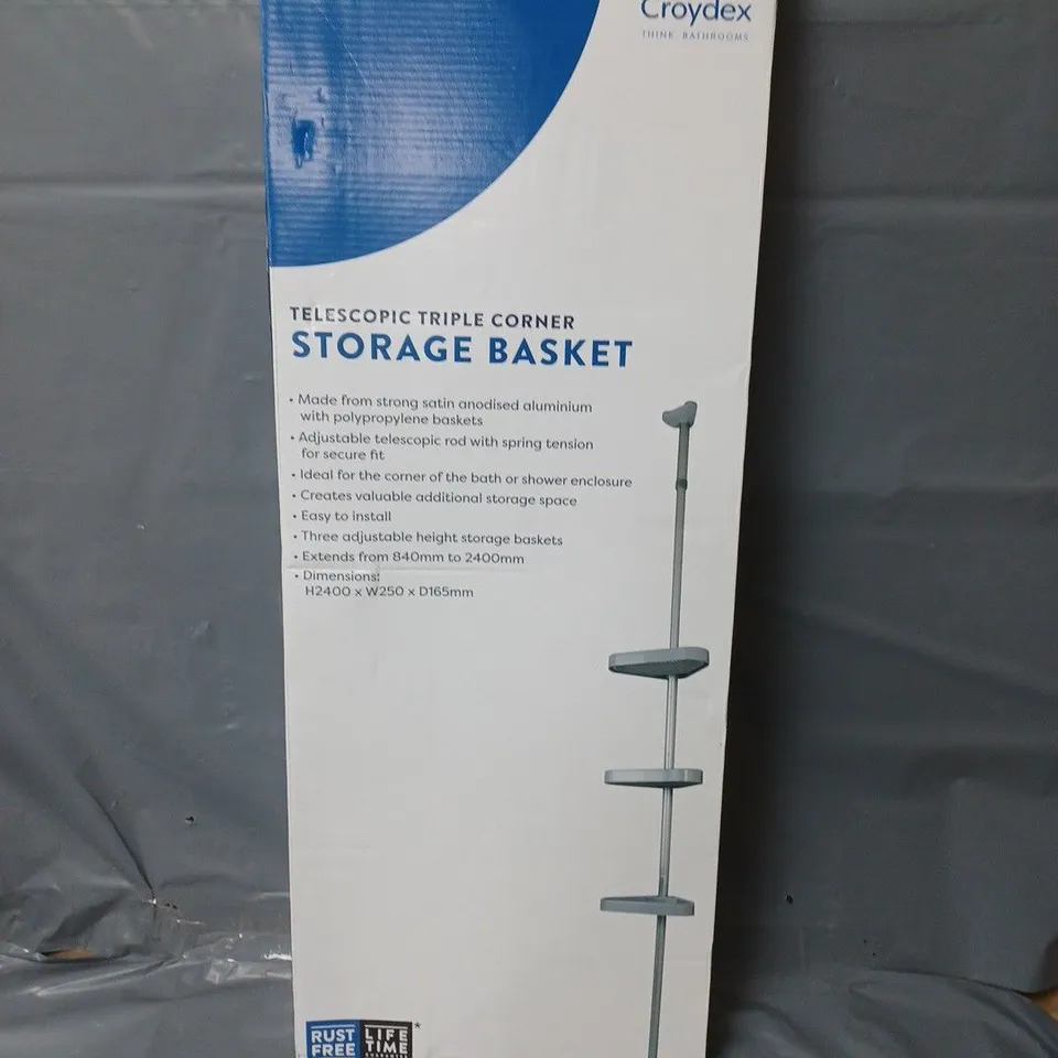 CROYDEX TELESCOPIC TRIPLE CORNER STORAGE BASKET