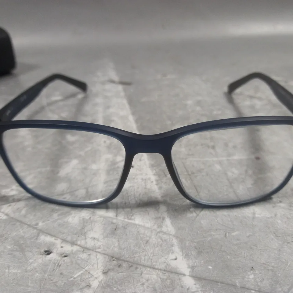 PAIR OF UNOFFICIAL BLUE/BLACK FRAMED GLASSES IN CASE