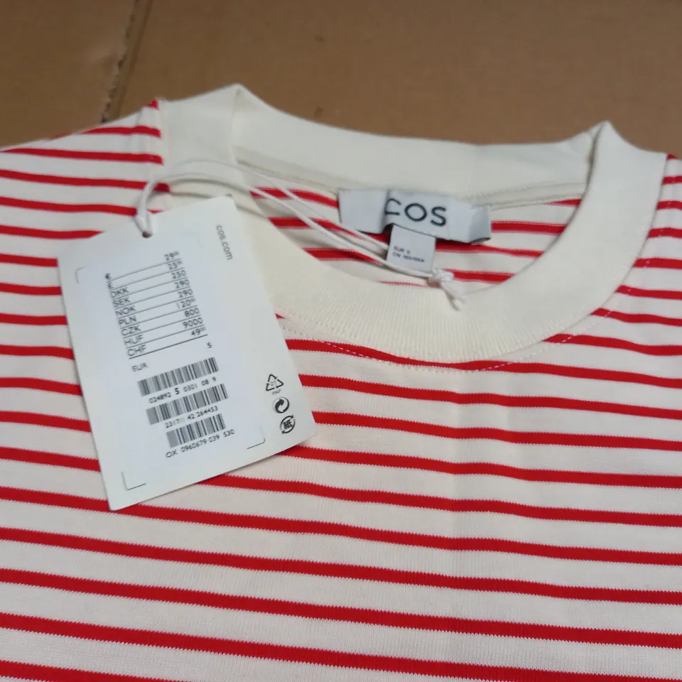 COS RED/WHITE STRIPED T-SHIRT - EUR S