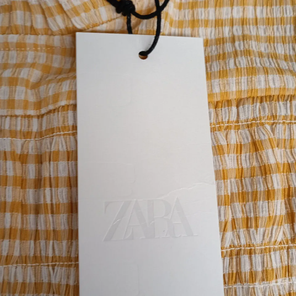 ZARA WOMEN'S YELLOW GINGHAM TOP, XS