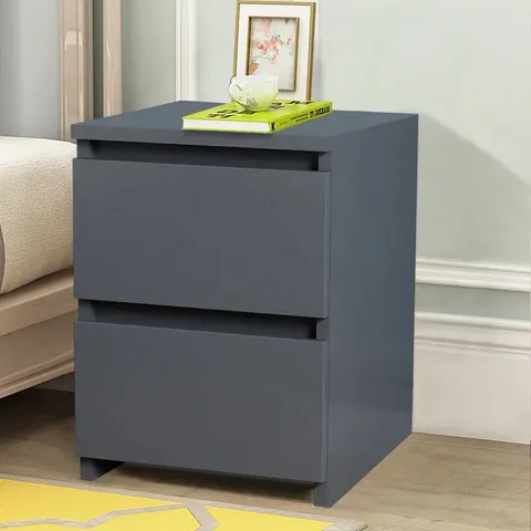 BOXED DELONDA 2 DRAWER 30CM W CHEST OF DRAWERS NIGHTSTAND BEDSIDE CABINET - GREY (1 BOX)