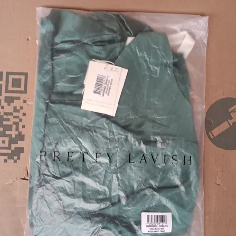 BAGGED PRETTY LAVISH AMELIA RUCHED MAXI BRIDESMAID DRESS IN EMERALD SIZE 14