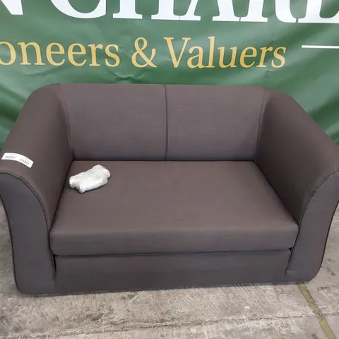 DESIGNER TWO SEATER SOFA BROWN FABRIC