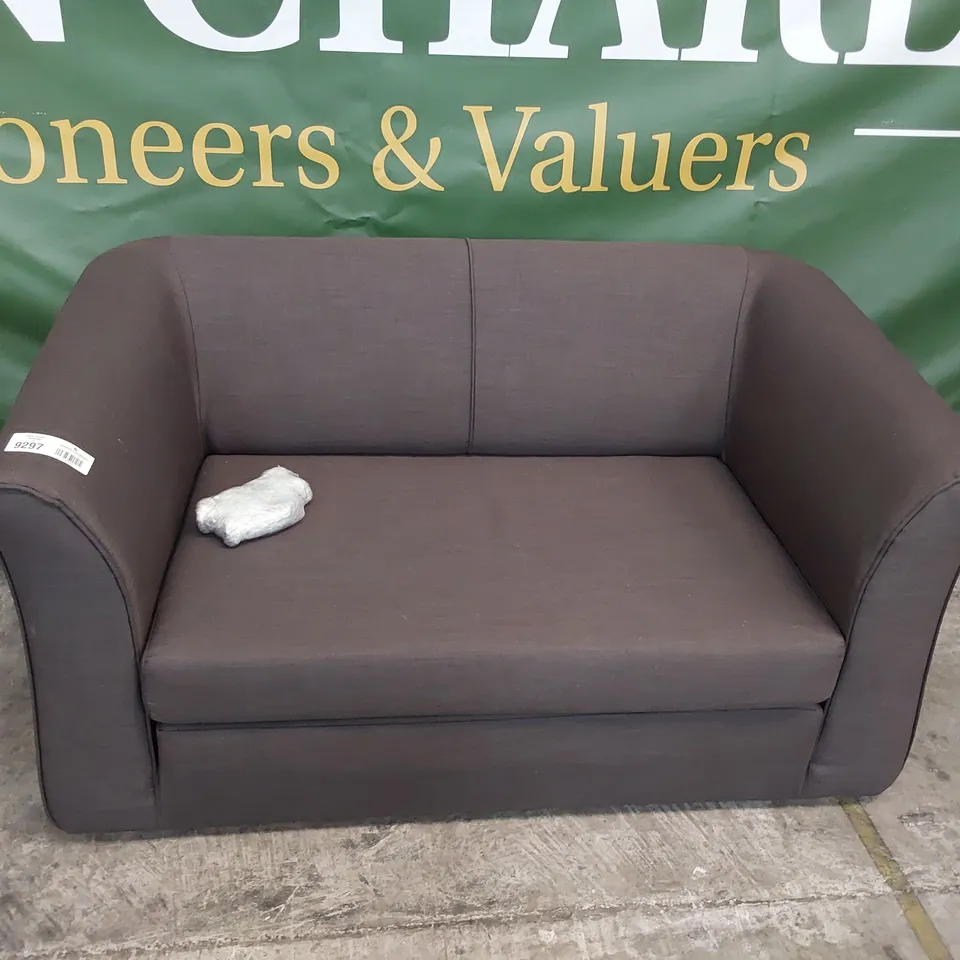 DESIGNER TWO SEATER SOFA BROWN FABRIC 