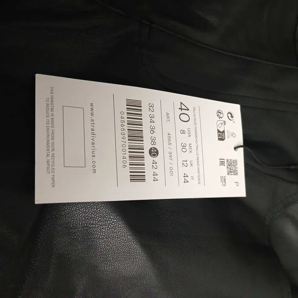 STRADIVARIUS BLACK WIDE-LEG TROUSERS – WOMEN UK SIZE 12