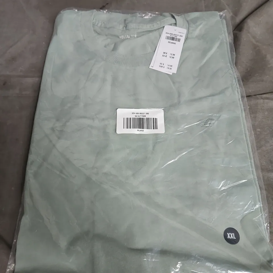 Hollister Core Fit T-Shirt – 100% Cotton, XXL, Sage Green