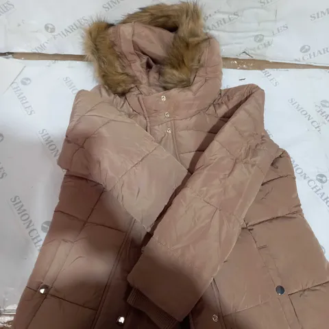 PADDED COAT WITH REMOVABLE FUR BROWN SIZE XS