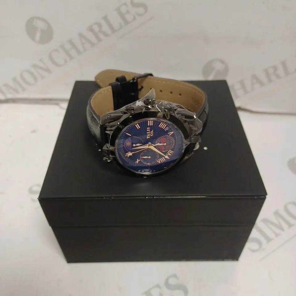 MENS TALIS CO 7120 CHRONOGRAPH WATCH – MOON PHASE MOVEMENT – GENUINE LEATHER STRAP 