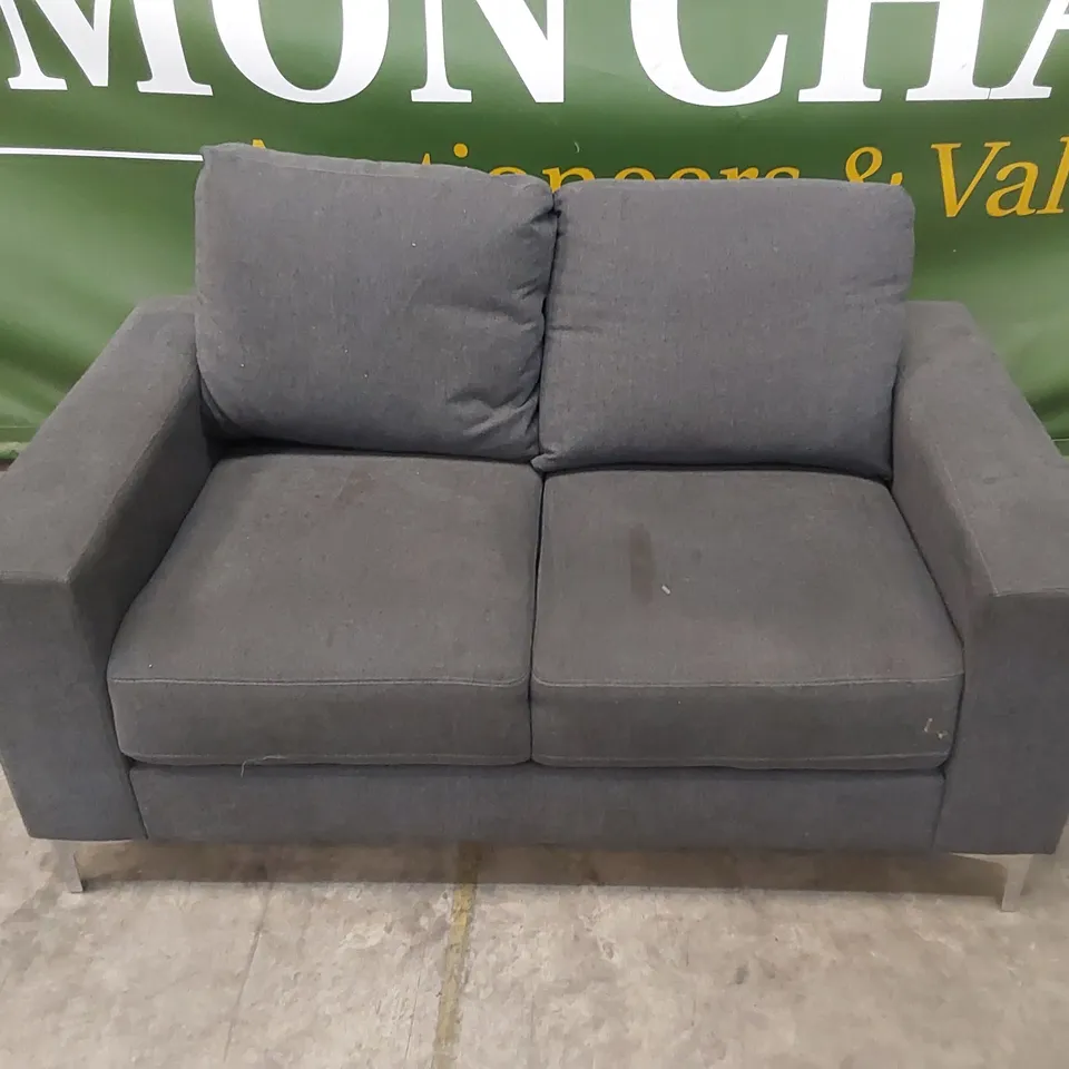 BALTIMORE SLATE GREY PLUSH FABRIC 2 SEATER SOFA 