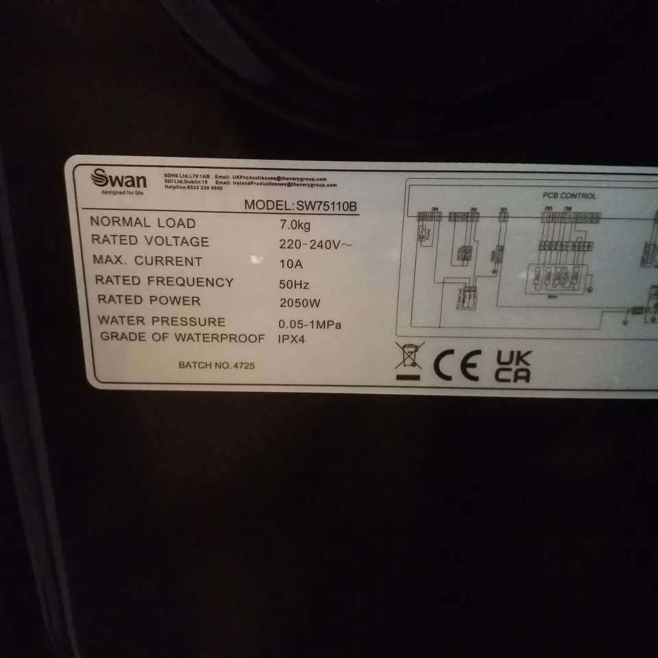 SWAN SW75110B 7KG 1200 SPIN FREESTANDING WASHING MACHINE