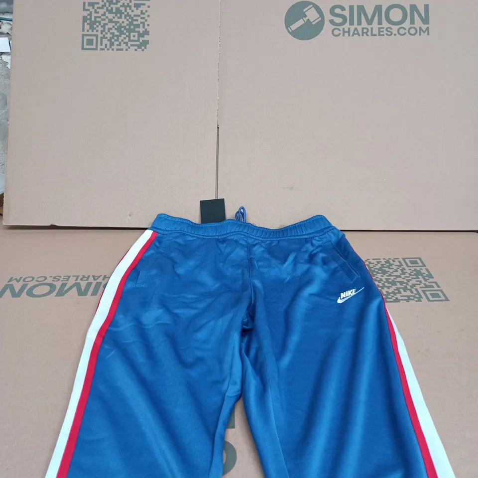 NIKE MENS BLUE WITH WHITE/RED TRACKSUIT BOTTOMS MEDIUM TAGGED